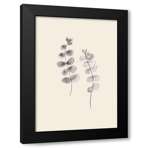 Eucalyptus Twigs Black Modern Wood Framed Art Print by Artographie Studio
