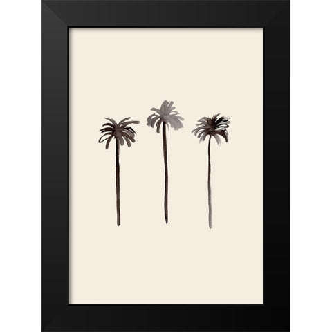 Palm Trees Ink Black Modern Wood Framed Art Print by Artographie Studio