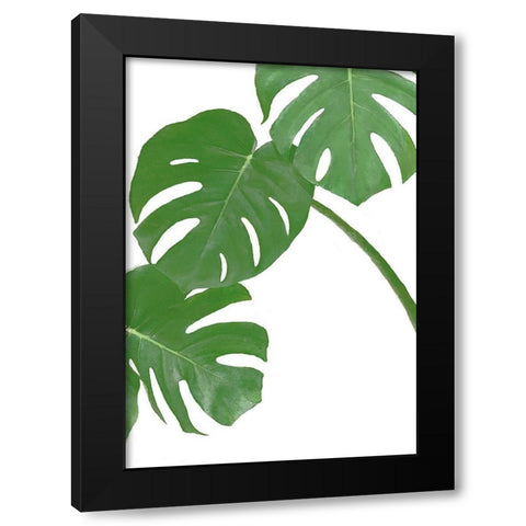 Monstera Green 01 Black Modern Wood Framed Art Print with Double Matting by Artographie Studio