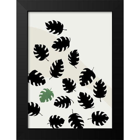 Monstera Cut Out Black Modern Wood Framed Art Print by Artographie Studio