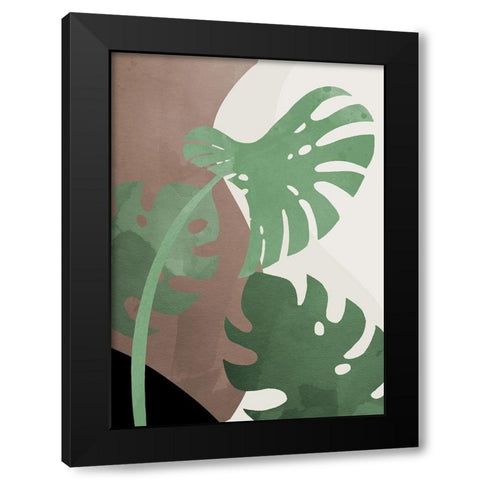 Monstera Cut Out 02 Black Modern Wood Framed Art Print by Artographie Studio