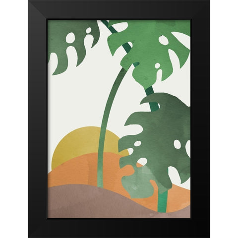 Monstera Cut Out 03 Black Modern Wood Framed Art Print by Artographie Studio