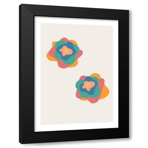 Flowers Black Modern Wood Framed Art Print with Double Matting by Artographie Studio