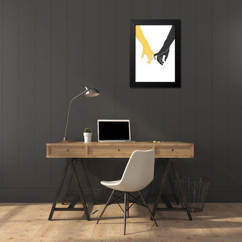 Hands Pinky Black Modern Wood Framed Art Print by Artographie Studio