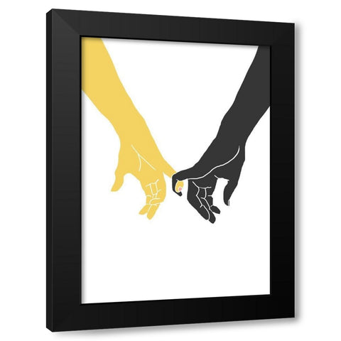 Hands Pinky Black Modern Wood Framed Art Print by Artographie Studio