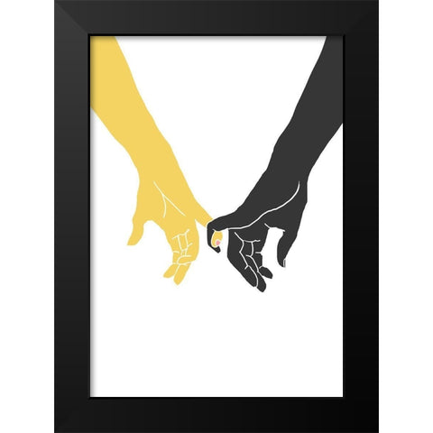 Hands Pinky Black Modern Wood Framed Art Print by Artographie Studio