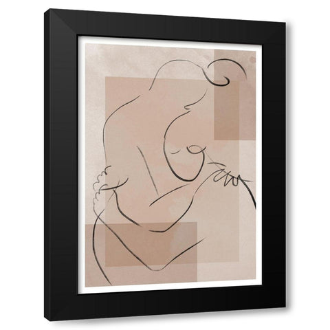 The Hug Black Modern Wood Framed Art Print by Artographie Studio