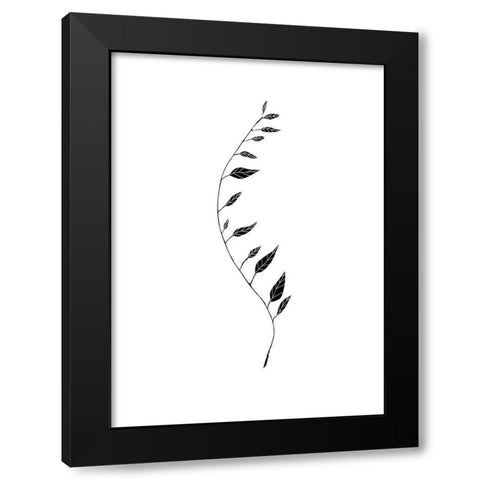Black Leaf Black Modern Wood Framed Art Print by Artographie Studio