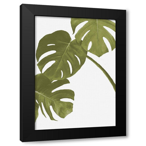 Golden Monstera 01 Black Modern Wood Framed Art Print with Double Matting by Artographie Studio