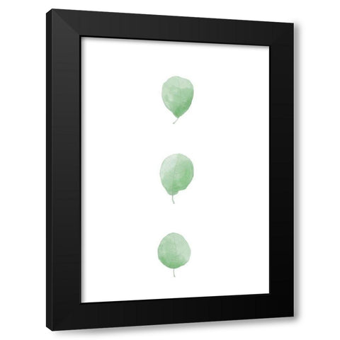 Birch Leaves in Row Black Modern Wood Framed Art Print with Double Matting by Artographie Studio