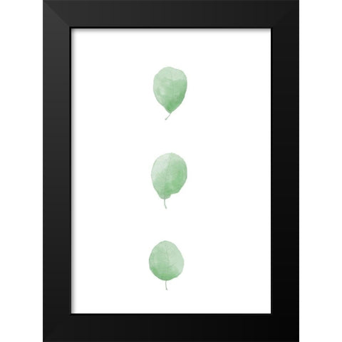 Birch Leaves in Row Black Modern Wood Framed Art Print by Artographie Studio