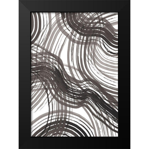 Abstract Ink Black Modern Wood Framed Art Print by Artographie Studio