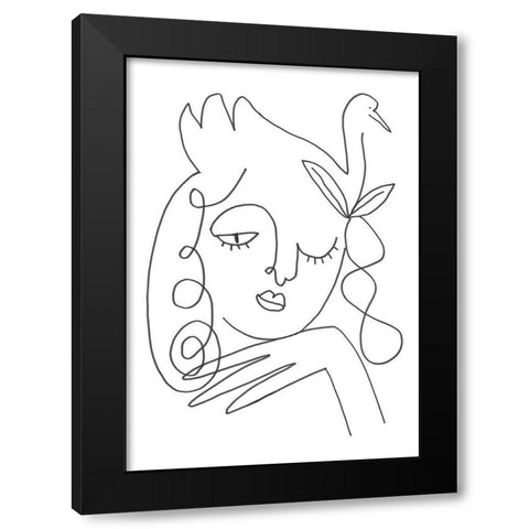 The Swan Black Modern Wood Framed Art Print by Artographie Studio