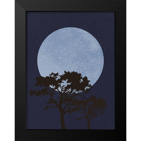 Dark Night Black Modern Wood Framed Art Print by Artographie Studio