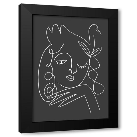 The Swan Black Black Modern Wood Framed Art Print with Double Matting by Artographie Studio