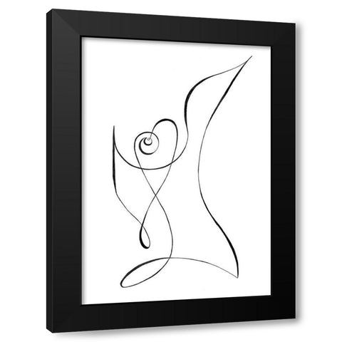 One Line 01 Black Modern Wood Framed Art Print with Double Matting by Artographie Studio