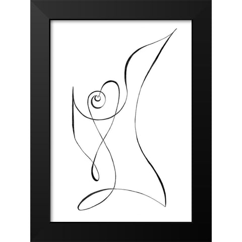 One Line 01 Black Modern Wood Framed Art Print by Artographie Studio