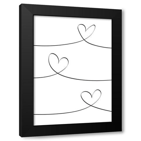 One Line 02 Black Modern Wood Framed Art Print by Artographie Studio