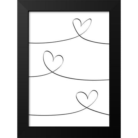 One Line 02 Black Modern Wood Framed Art Print by Artographie Studio