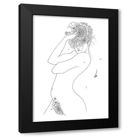 Flower Girl Black Modern Wood Framed Art Print by Artographie Studio