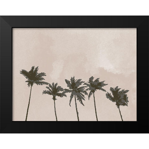 Windy Palm Trees Black Modern Wood Framed Art Print by Artographie Studio