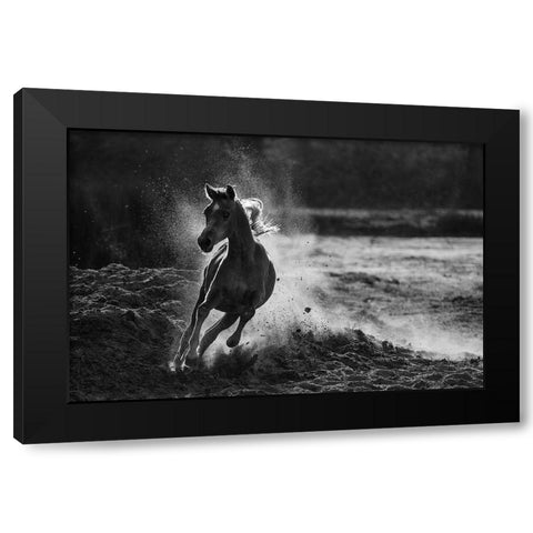 Take off Black Modern Wood Framed Art Print with Double Matting by Alnaser, Mohammed