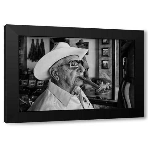 Man with Cigar Black Modern Wood Framed Art Print by Liviero, Tony