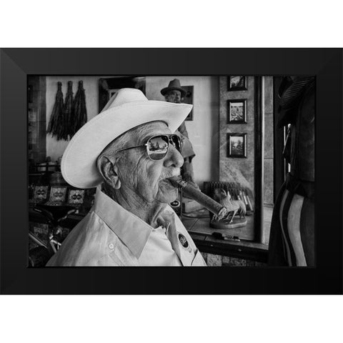 Man with Cigar Black Modern Wood Framed Art Print by Liviero, Tony