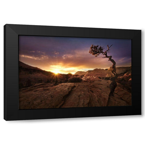 Distorted Black Modern Wood Framed Art Print with Double Matting by Vecernik, Mirko