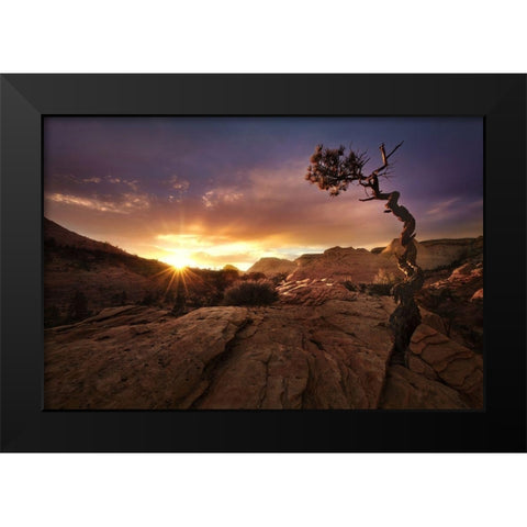 Distorted Black Modern Wood Framed Art Print by Vecernik, Mirko