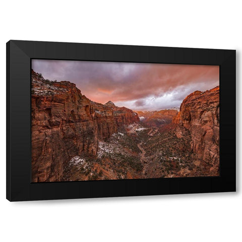 Zion NP Overlook Sunset Black Modern Wood Framed Art Print with Double Matting by Xie, April