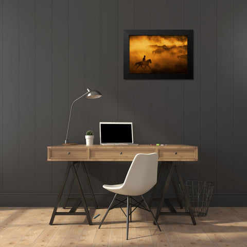 Cowboy Black Modern Wood Framed Art Print by Tunc, Feyzullah