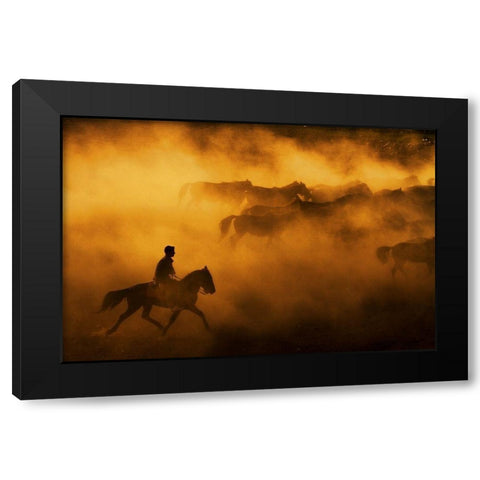 Cowboy Black Modern Wood Framed Art Print with Double Matting by Tunc, Feyzullah