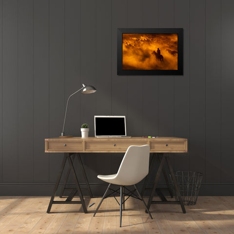 Cowboy Black Modern Wood Framed Art Print by Tunc, Feyzullah
