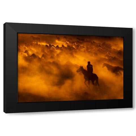 Cowboy Black Modern Wood Framed Art Print by Tunc, Feyzullah