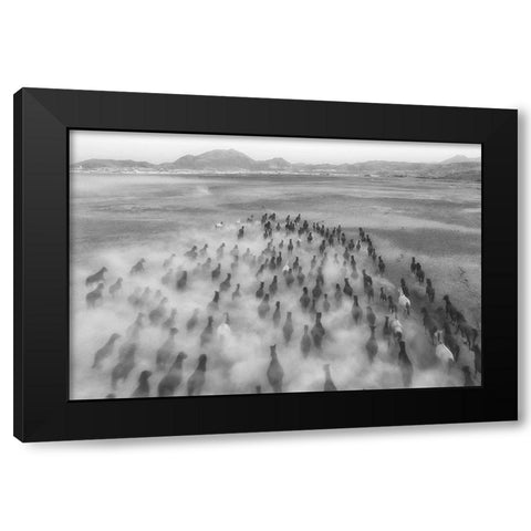 Rush Hour Black Modern Wood Framed Art Print with Double Matting by Aumitcanan