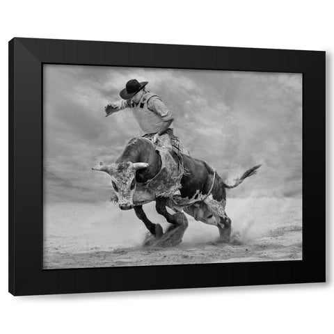 Ram Rodeo Black Modern Wood Framed Art Print by Wang, Yun