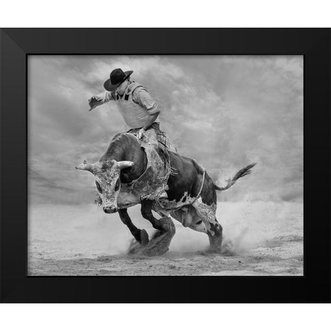 Ram Rodeo Black Modern Wood Framed Art Print by Wang, Yun