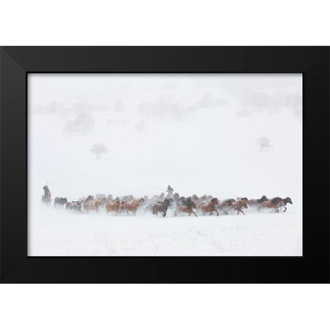 Winter Pastures Black Modern Wood Framed Art Print by Xu, Tony