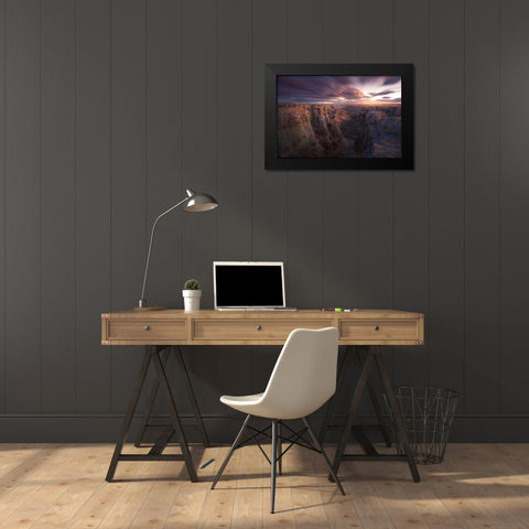 Above and Beyond Black Modern Wood Framed Art Print by Moore, Chris