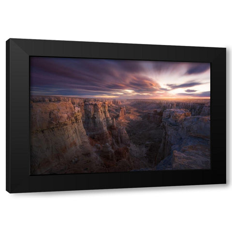 Above and Beyond Black Modern Wood Framed Art Print by Moore, Chris