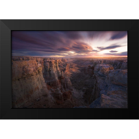 Above and Beyond Black Modern Wood Framed Art Print by Moore, Chris