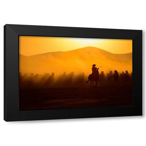 Chasing the Jades Black Modern Wood Framed Art Print with Double Matting by Pancareken, Yavuz