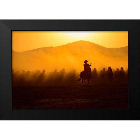 Chasing the Jades Black Modern Wood Framed Art Print by Pancareken, Yavuz