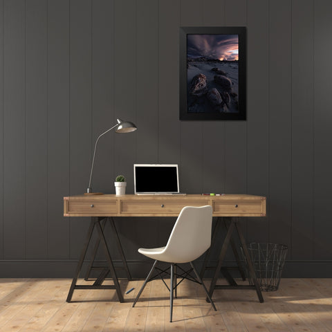 Lightning Up Black Modern Wood Framed Art Print by Ning, Aidong