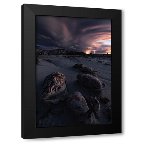 Lightning Up Black Modern Wood Framed Art Print with Double Matting by Ning, Aidong