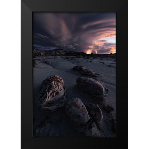 Lightning Up Black Modern Wood Framed Art Print by Ning, Aidong