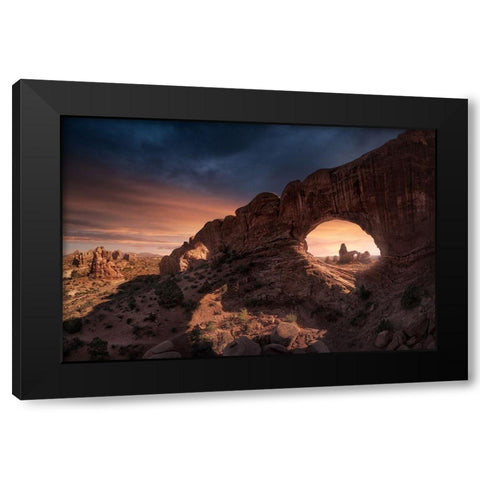 Windows Black Modern Wood Framed Art Print with Double Matting by Turienzo, Carlos F