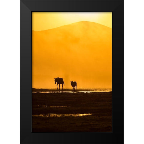 Following Mommy Black Modern Wood Framed Art Print by Pancareken, Yavuz