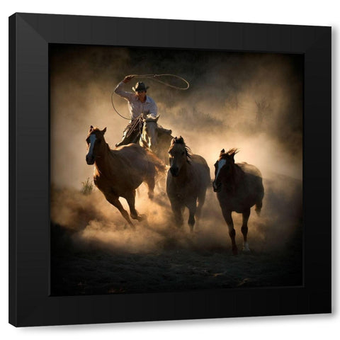 Roundup Black Modern Wood Framed Art Print with Double Matting by Rostler, Stephen